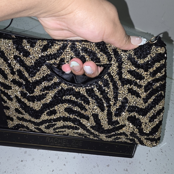 Rachel Zoe Black and White Beaded Clutch - Picture 3 of 7